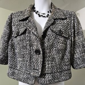 Lane Bryant Black and White Textured Blazer